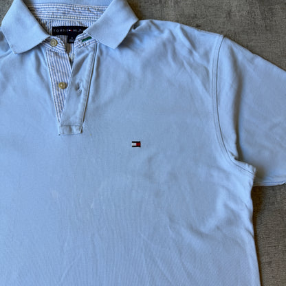 Tommy Hilfiger Pastel Blue Polo Shirt Size M Mens       -H36