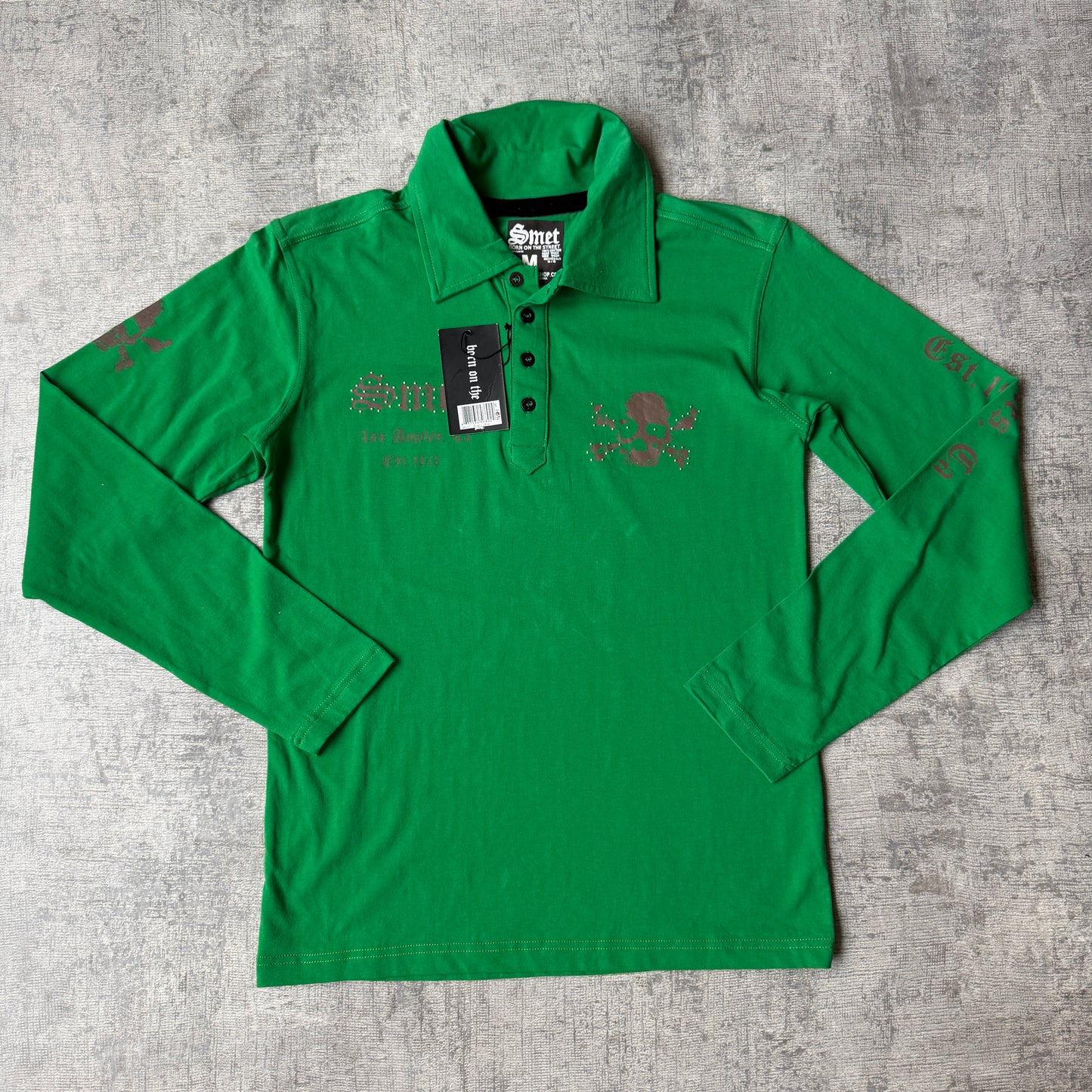 Smet Y2K Womens Green Long Sleeve Polo Shirt Size M NWT’s       -G65