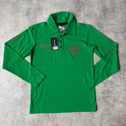 Smet Y2K Womens Green Long Sleeve Polo Shirt Size M NWT’s       -G65