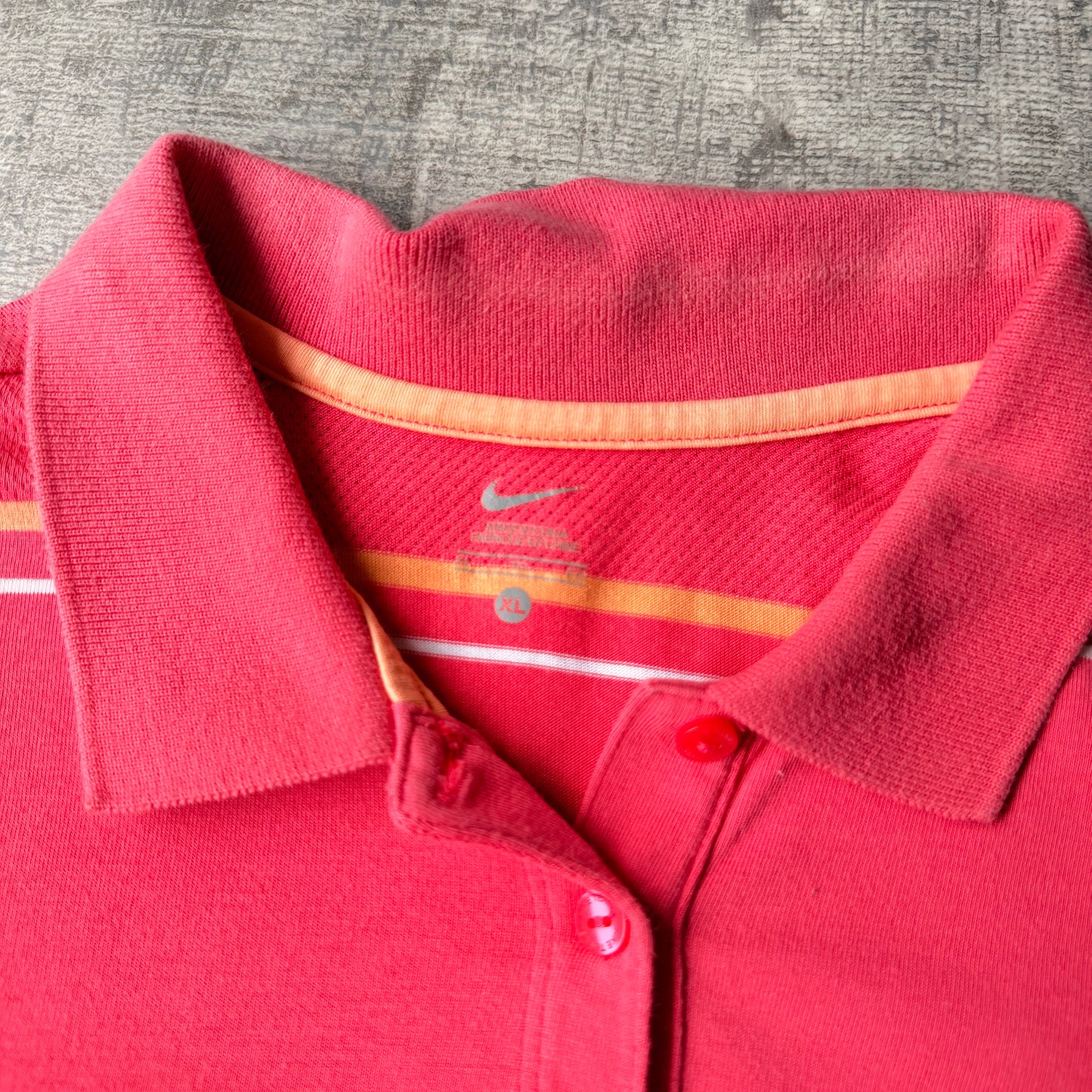 Nike Womens Y2K Polo Shirt Size XL Slim Fit Pink Striped Golf Top        -A29