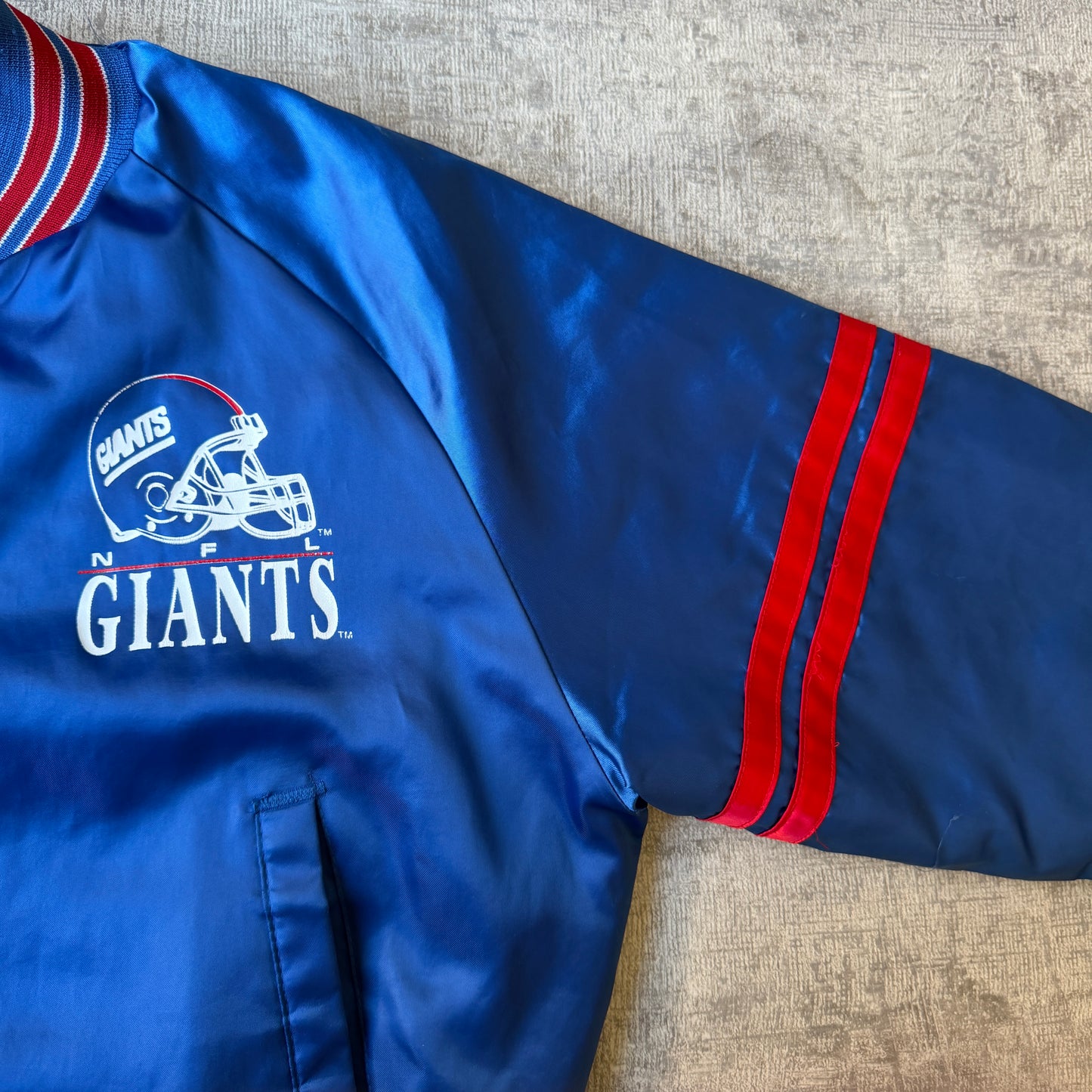 Vintage 80's NY Giants Chalk Line Satin Bomber Jacket Size L-XL Mens   -B43