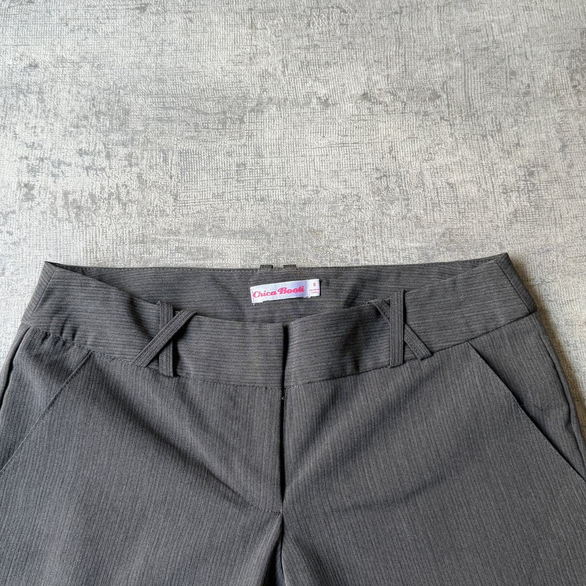 Chica Booti Y2K Low Rise Flare Dress Pants Size 8 Womens Grey Pants            -B33