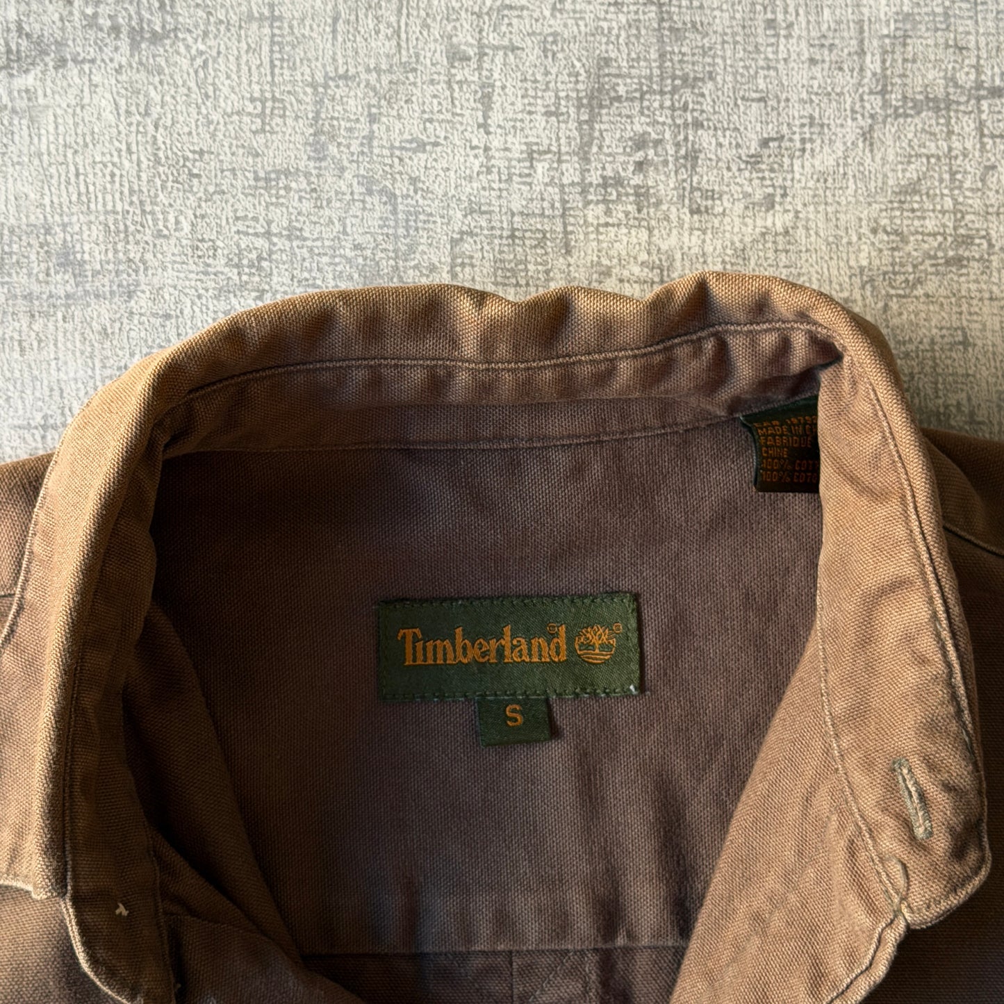 Timberland Button Up Shirt Size S Oversized Brown Thick              -B54