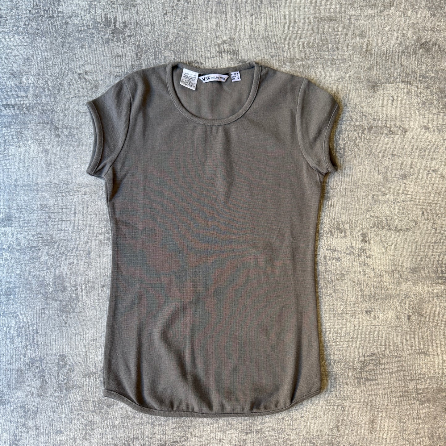 MNG Leisure Wear Khaki Womens Top Size M Long Slim Fit            -D41