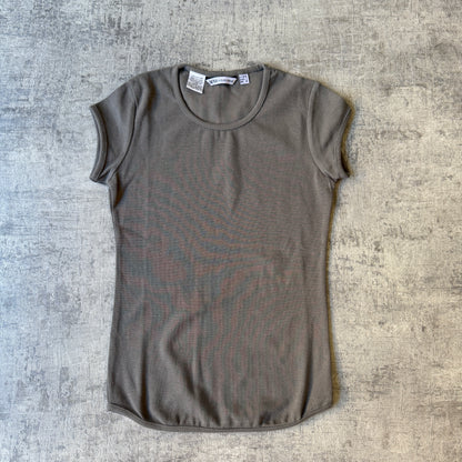 MNG Leisure Wear Khaki Womens Top Size M Long Slim Fit            -D41
