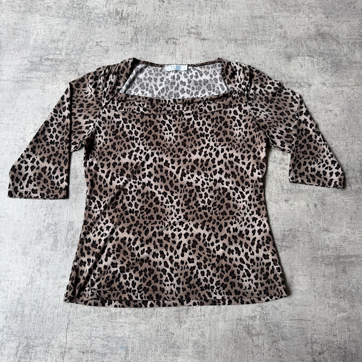 Zig Zag Womens Y2K Leopard Print Off Shoulder Top Size 12 Womens 3/4 Sleeve           -C42