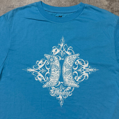 Hurley Blue Y2K Graphic Surf T-Shirt Size L Mens              -F48