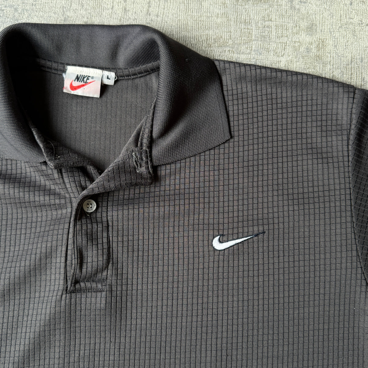 Nike Vintage Grey Polo Shirt Size L Mens Boxy Fit              -C66