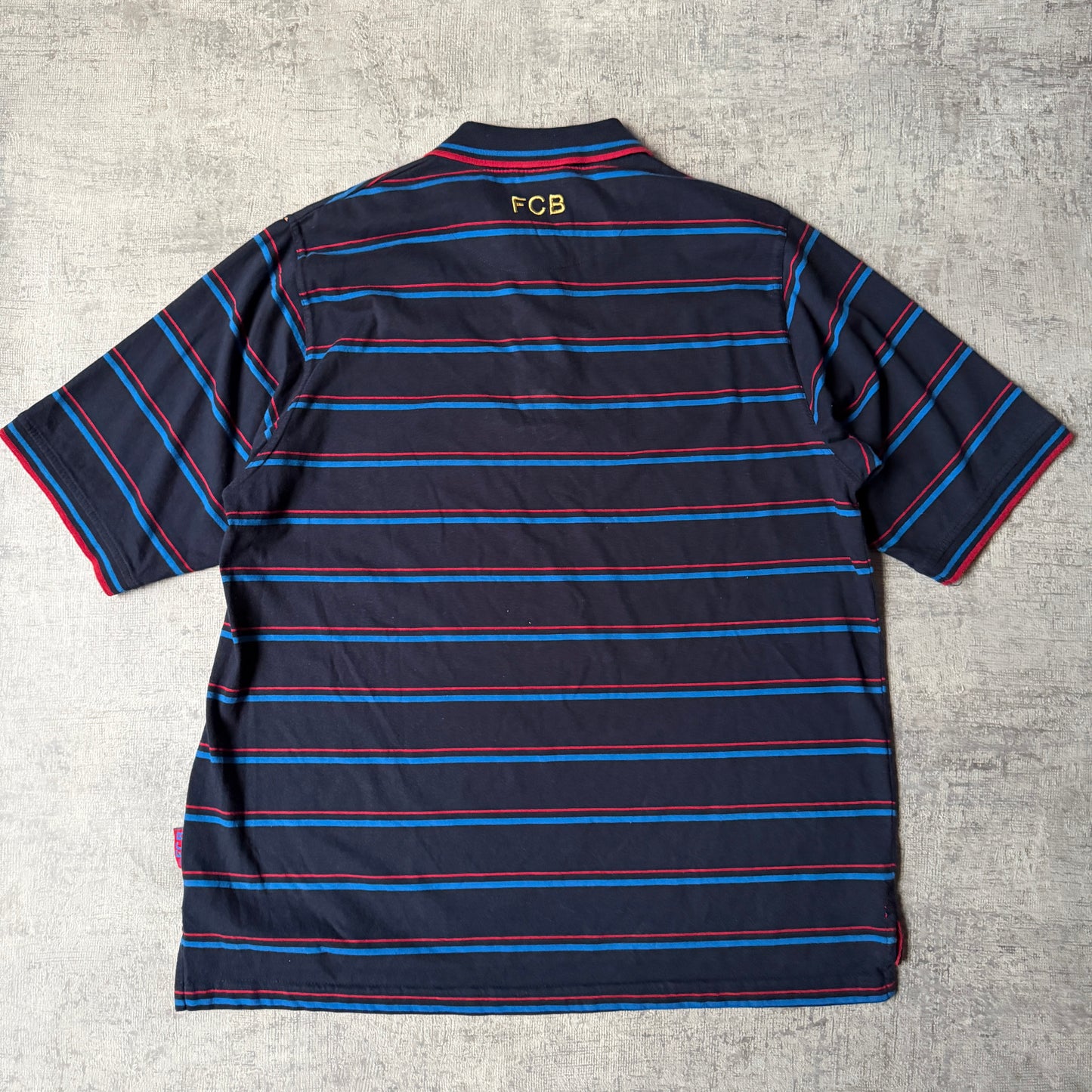 FC Barcelona Navy Striped Polo Shirt Size XXL Mens short Sleeve                   -F39