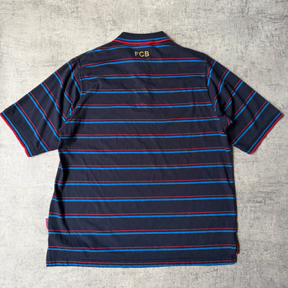 FC Barcelona Navy Striped Polo Shirt Size XXL Mens short Sleeve                   -F39