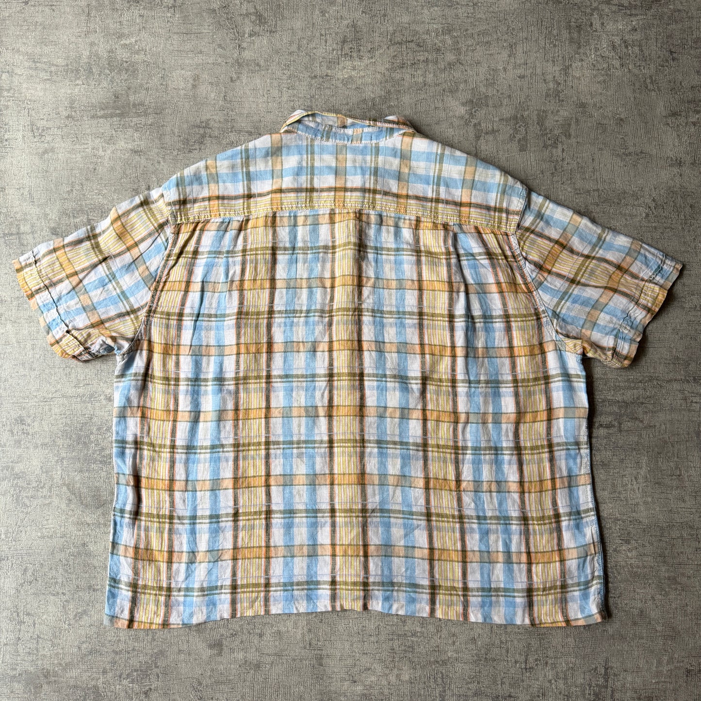 Tommy Bahama Cropped Button Up Shirt Size XL Blue Orange Short Sleeve                -F17