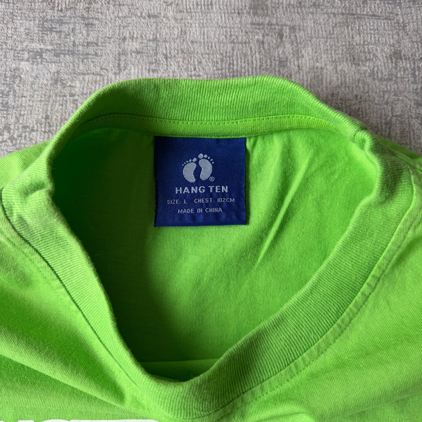 Hang Ten Y2K Graphic Surf T-Shirt Size L Mens Lime Green Tee                       -E52