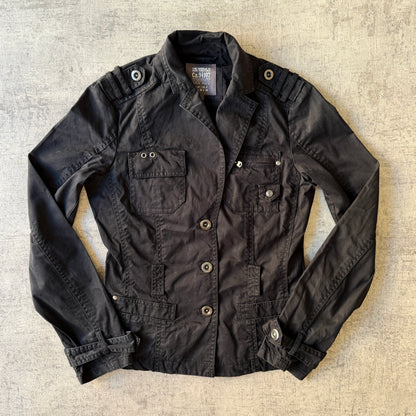 ESPRIT Womens Y2K Cargo Jacket Size 6 Black Utility Jacket                    -C18