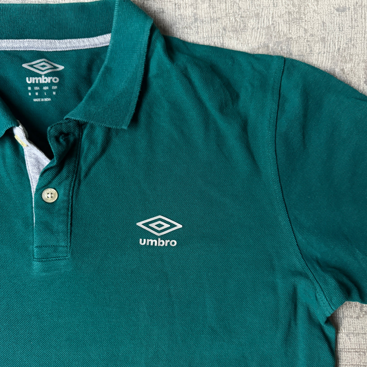Umbro Green Polo Shirt Size M Mens Y2K Short Sleeve                 -F38