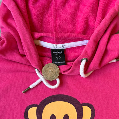 Paul Frank Pink Y2K Hoodie Size 12 Womens Graphic Pullover        -A41
