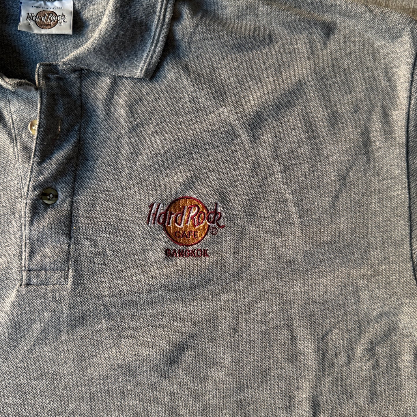 Vintage Hard Rock Bangkok Grey Polo Shirt Size XL Mens             -D57