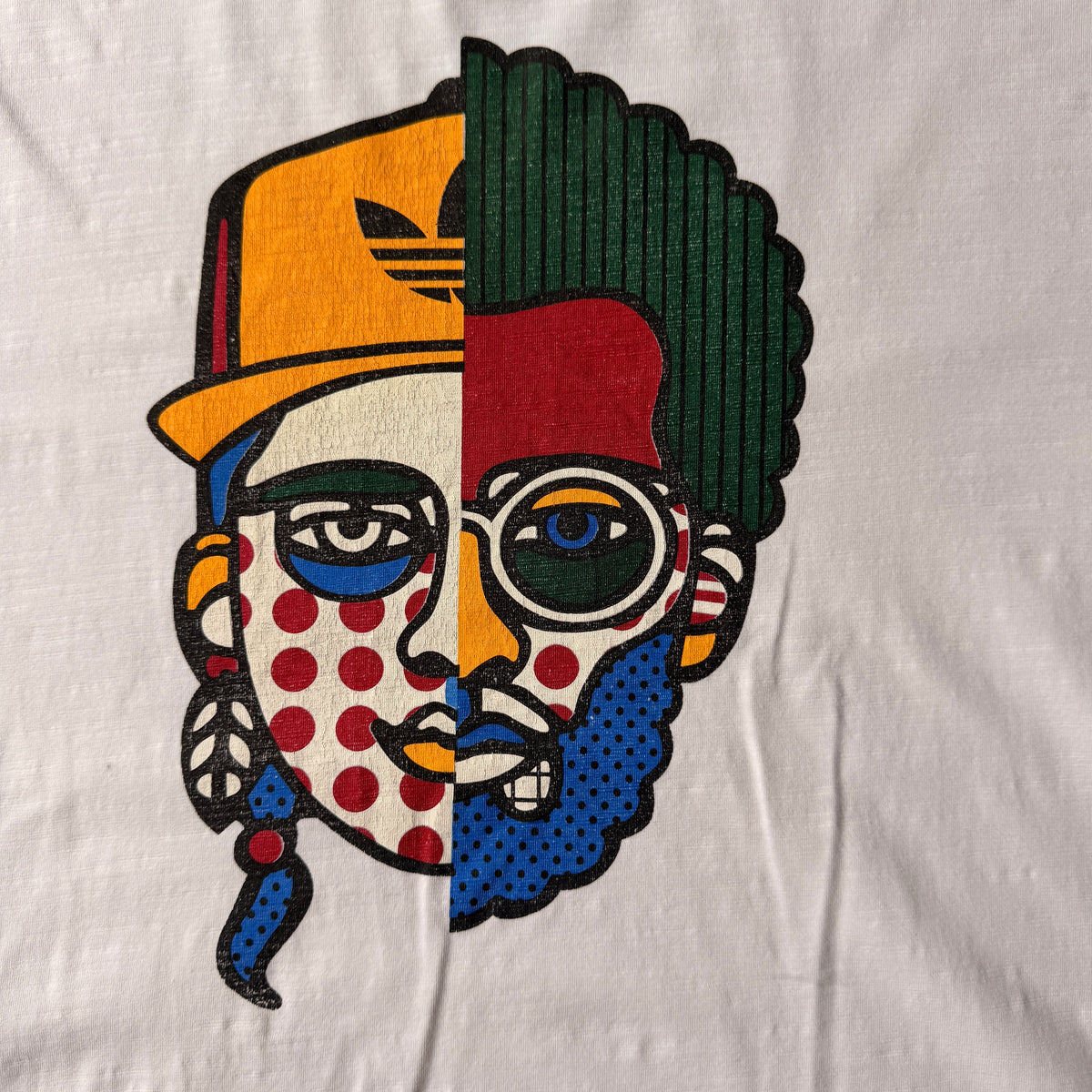 Adidas White Graphic Y2K T-Shirt Size XL Mens Two Face Tee                   -C30