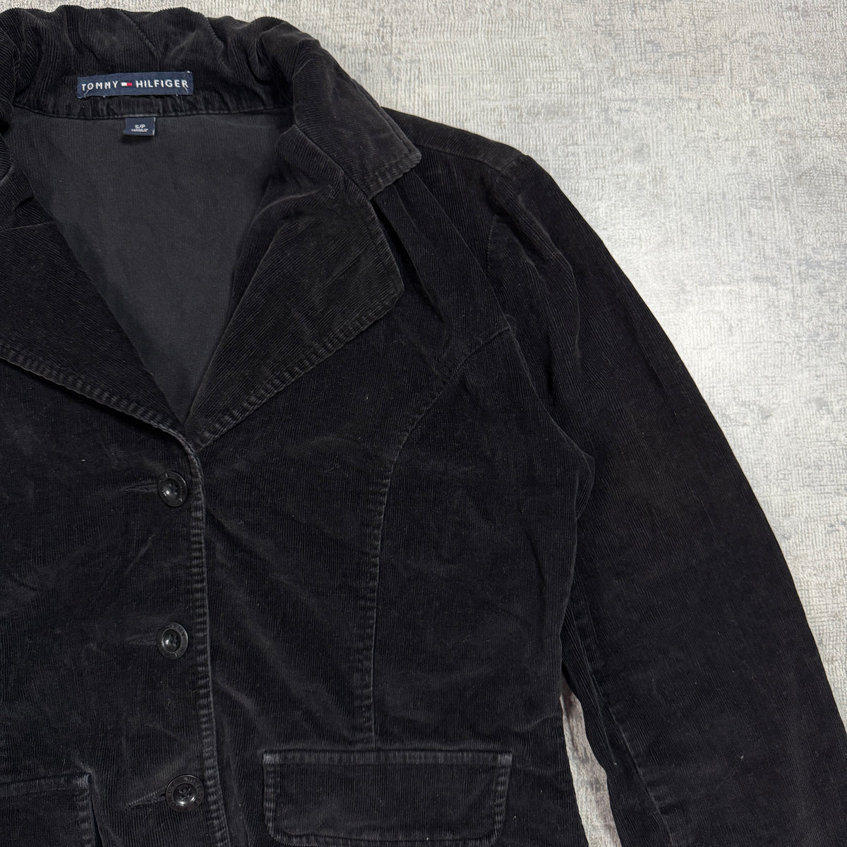 Tommy Hilfiger Womens Corduroy Blazer Jacket Size S Womens Black Coat                -D22