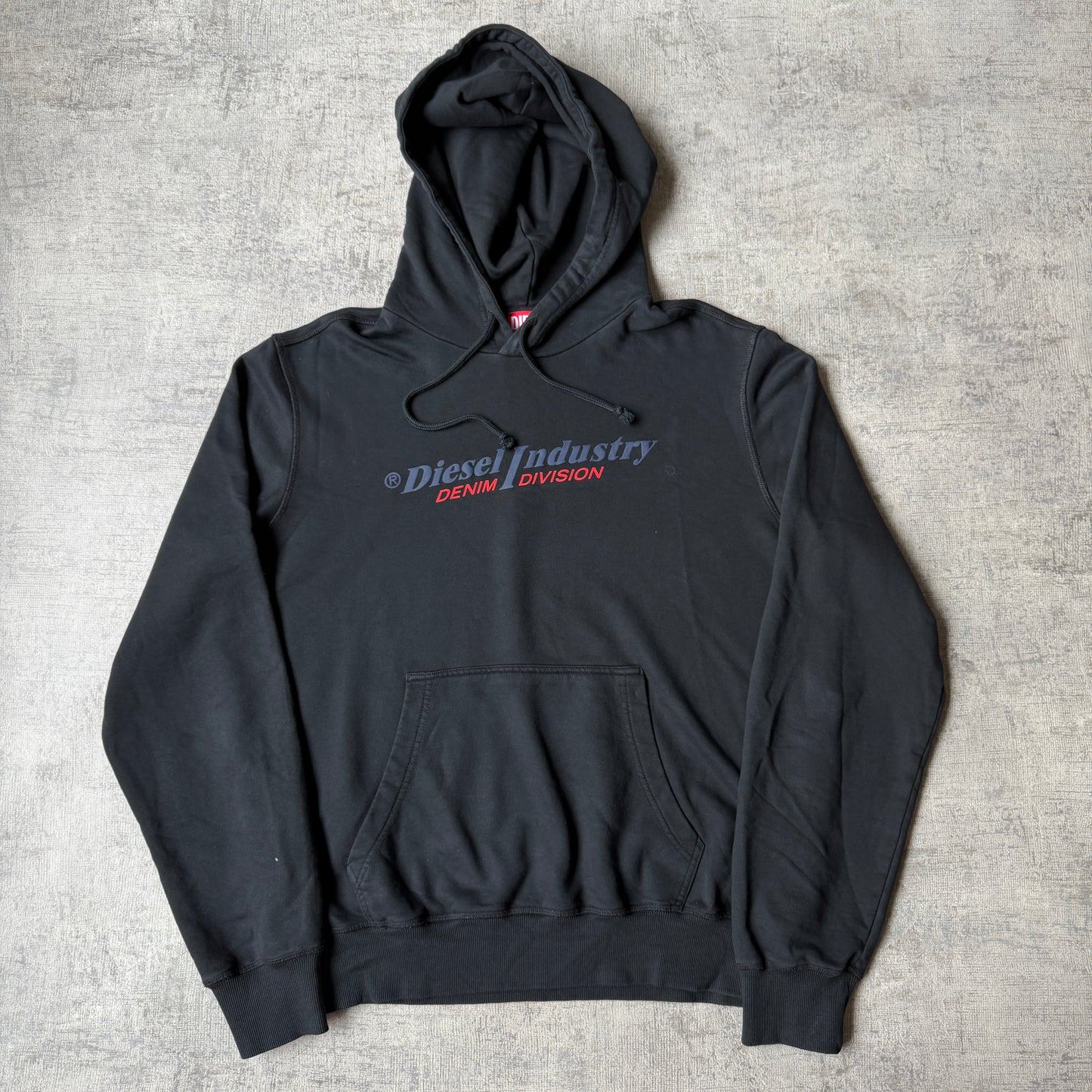Diesel Industry Black Hoodie Size L Mens Graphic Pullover        -G28