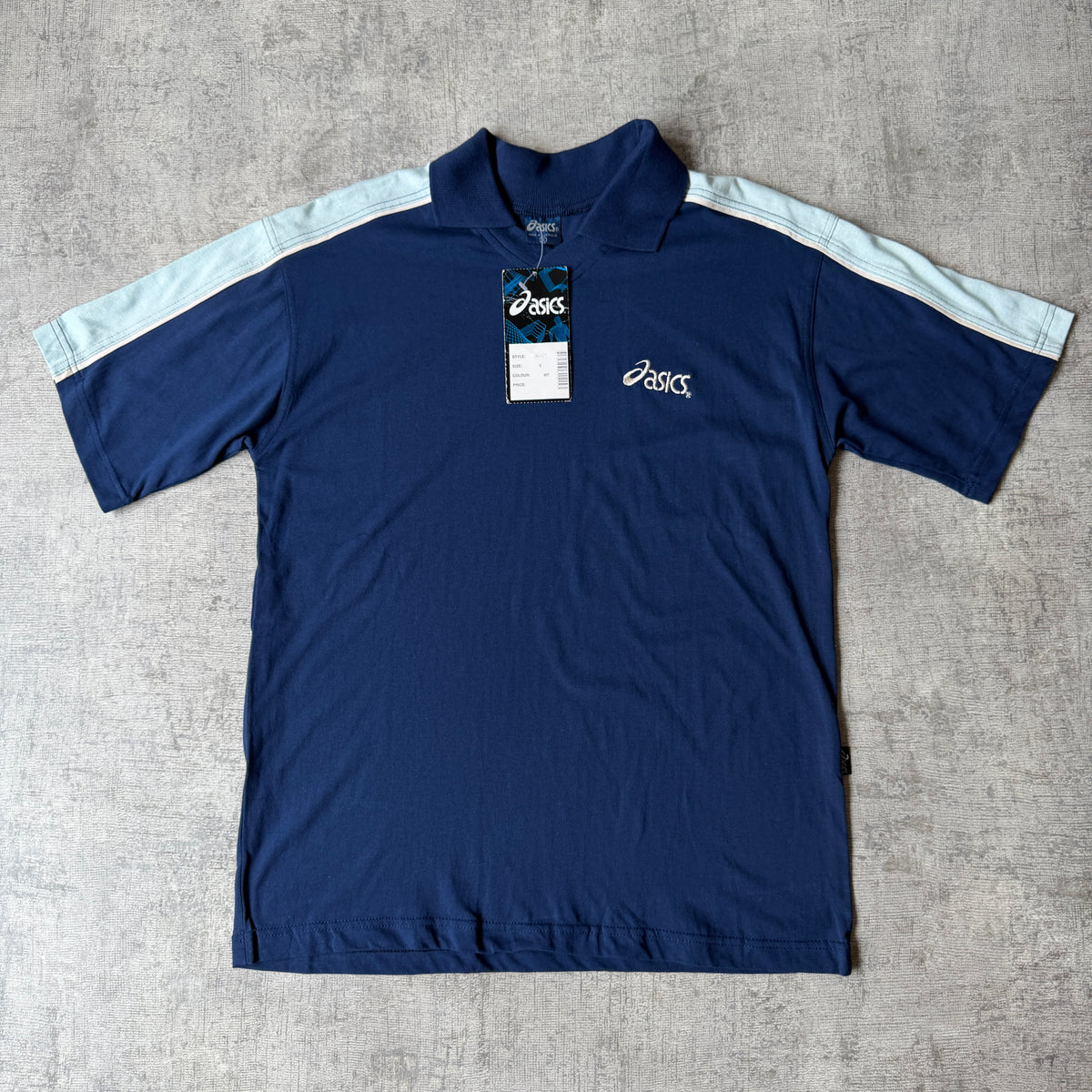 ASICS Vintage 90's Polo Shirt Size S Mens Blue Two Tone NWT's         -B2
