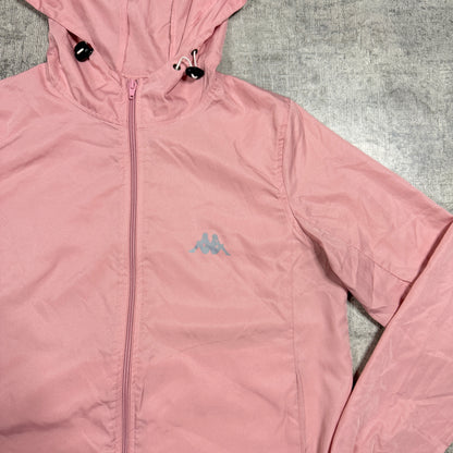 Kappa Y2K Womens Pastel Pink Hooded Track Jacket Size XL                -D25