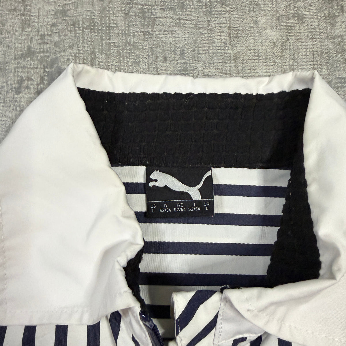 Puma Pinstripe Lightweight Jacket Size L Mens White Navy Y2K      -I26