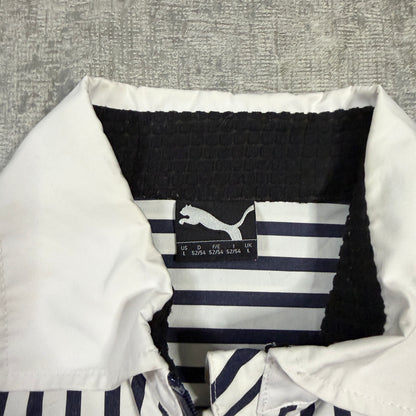 Puma Pinstripe Lightweight Jacket Size L Mens White Navy Y2K      -I26