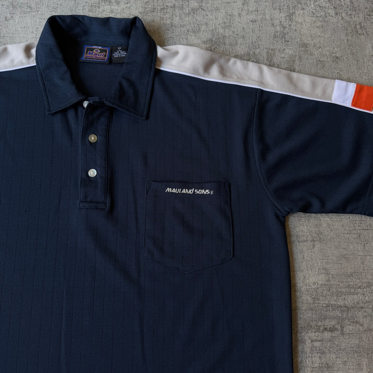 Vintage Maui & Sons Polo Shirt Size L Mens Navy/ Grey    -A1