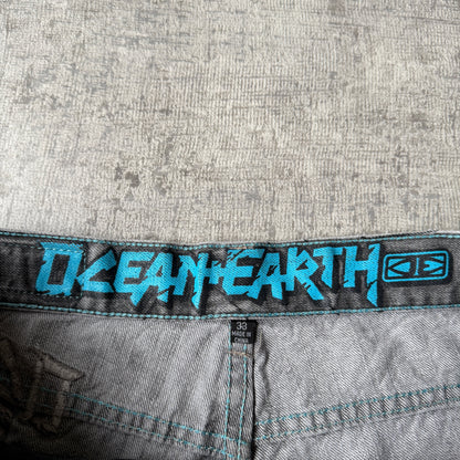 Ocean & Earth Y2K Baggy Black Washed Jorts Size 33 Mens        -G11