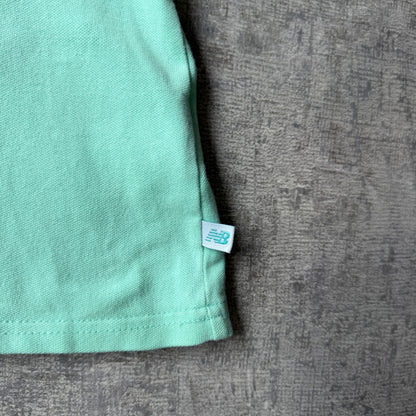 New Balance Womens Polo Shirt Size S/10 Mint Green Script Logo Top            -B29