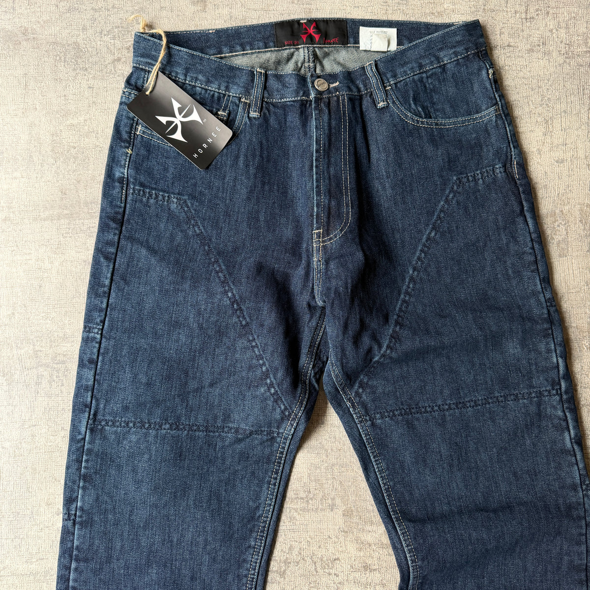 Hornee Y2K Deadstock Motorcycle Jeans Size 30 Dark Blue Denim Straight Leg NWTs         -H11