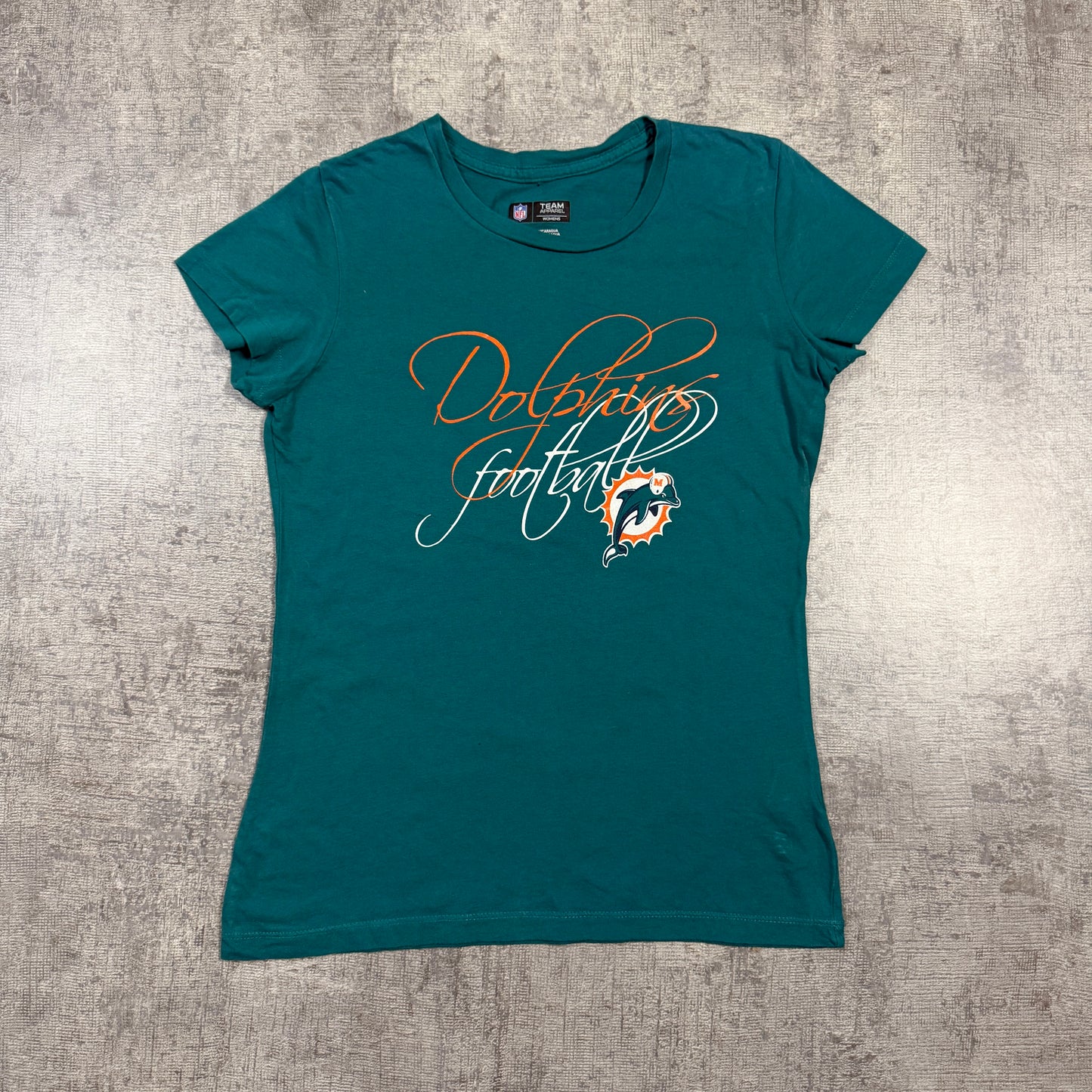 Miami Dolphins NFL Womens Teal Fitted Graphic Top Size S                -I44