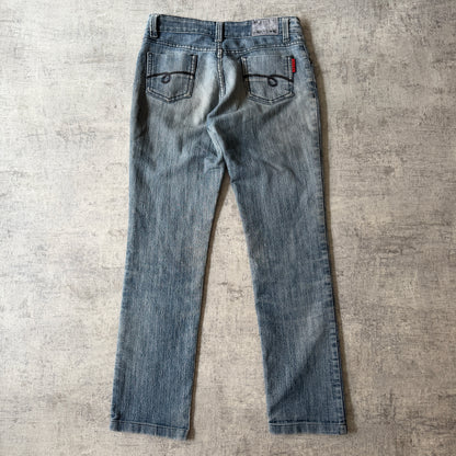 Hawk Y2K Skate Jeans Size 30 Womens Low Rise Blue Washed Denim             -C7
