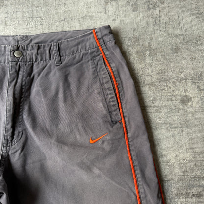 Nike Y2K Cargo Shorts Size M Mens Grey Orange Piping Detail        -H20