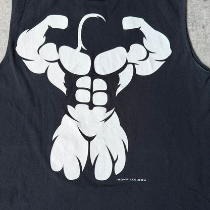 Ironville Vintage Gym Singlet Size M Mens Black Graphic         -G36