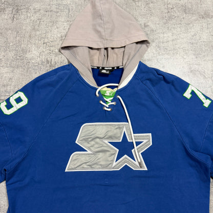 Vintage Starter Hockey Hoodie Size XL Mens Blue Green                -D19
