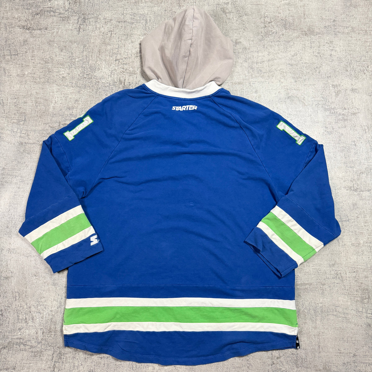 Vintage Starter Hockey Hoodie Size XL Mens Blue Green                -D19