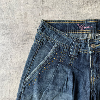 Bebe Y2K Denim Capris Size 25 Dark Blue 3/4 Pants             -B34