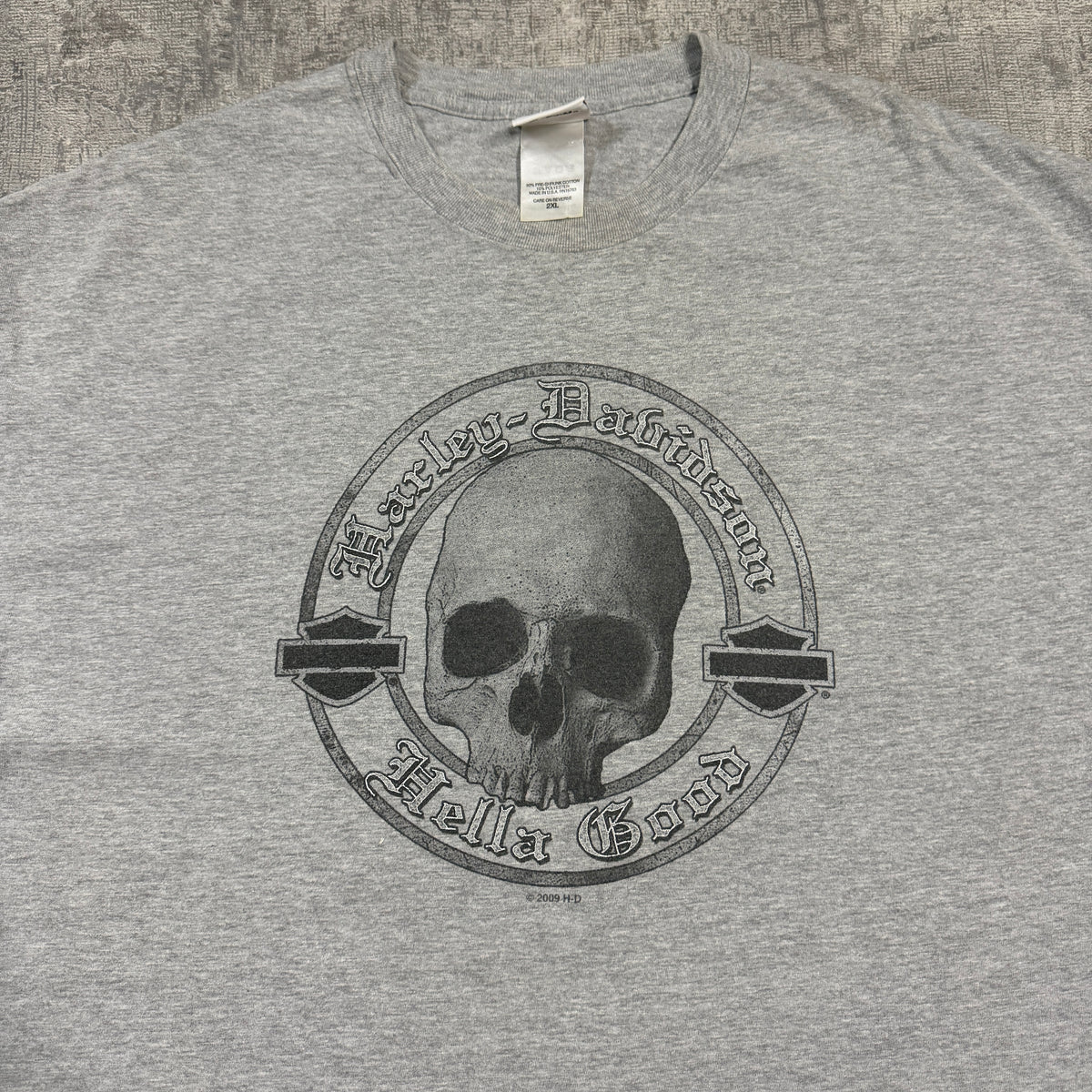 Harley Davidson “Hella Good” Skull Graphic T-Shirt Size 2XL Mens 2009 Y2K                  -I59