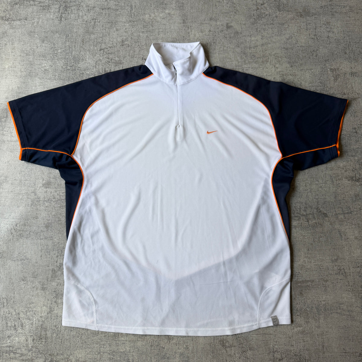 Nike Y2K Tennis Polo Shirt Size XL Mens White Blue Zip                  -E34