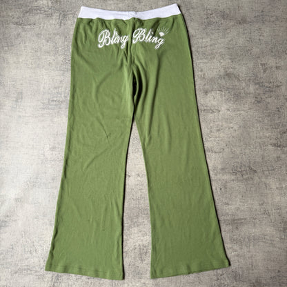 Xcepsion Green Y2K “Bling Bling” Sweatpants Size L Womens NWT’s          -G5