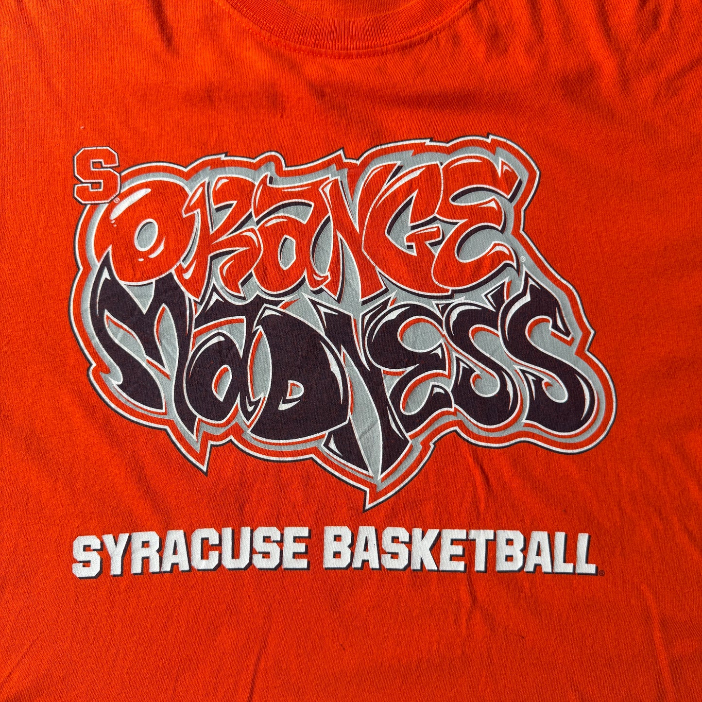 Syracuse Basketball Y2K T-Shirt Size M Mens Graffiti Graphic Orange Tee            -C31