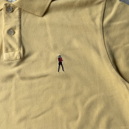 Andy Warhol Pastel Yellow Polo Shirt Size L Mens Gun Man Graphic             -C33