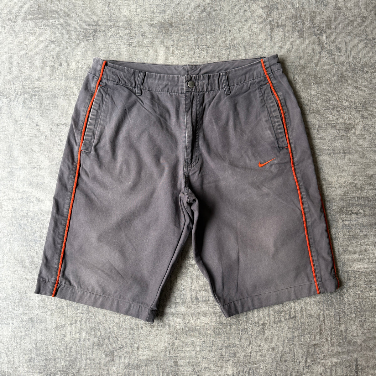 Nike Y2K Cargo Shorts Size M Mens Grey Orange Piping Detail        -H20