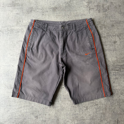 Nike Y2K Cargo Shorts Size M Mens Grey Orange Piping Detail        -H20