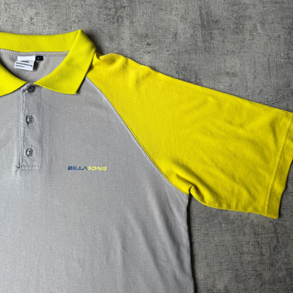 Billabong Y2K Polo Shirt Grey/ Yellow Two Tone Size L Mens           -B1