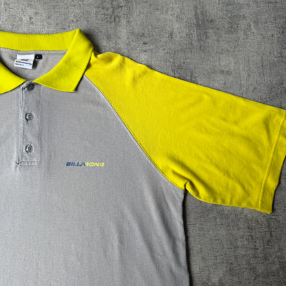Billabong Y2K Polo Shirt Grey/ Yellow Two Tone Size L Mens           -B1
