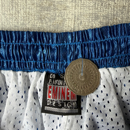 EMINEM Y2K Baggy Track Pants Size S Blue Black Elastic Waist              -C3