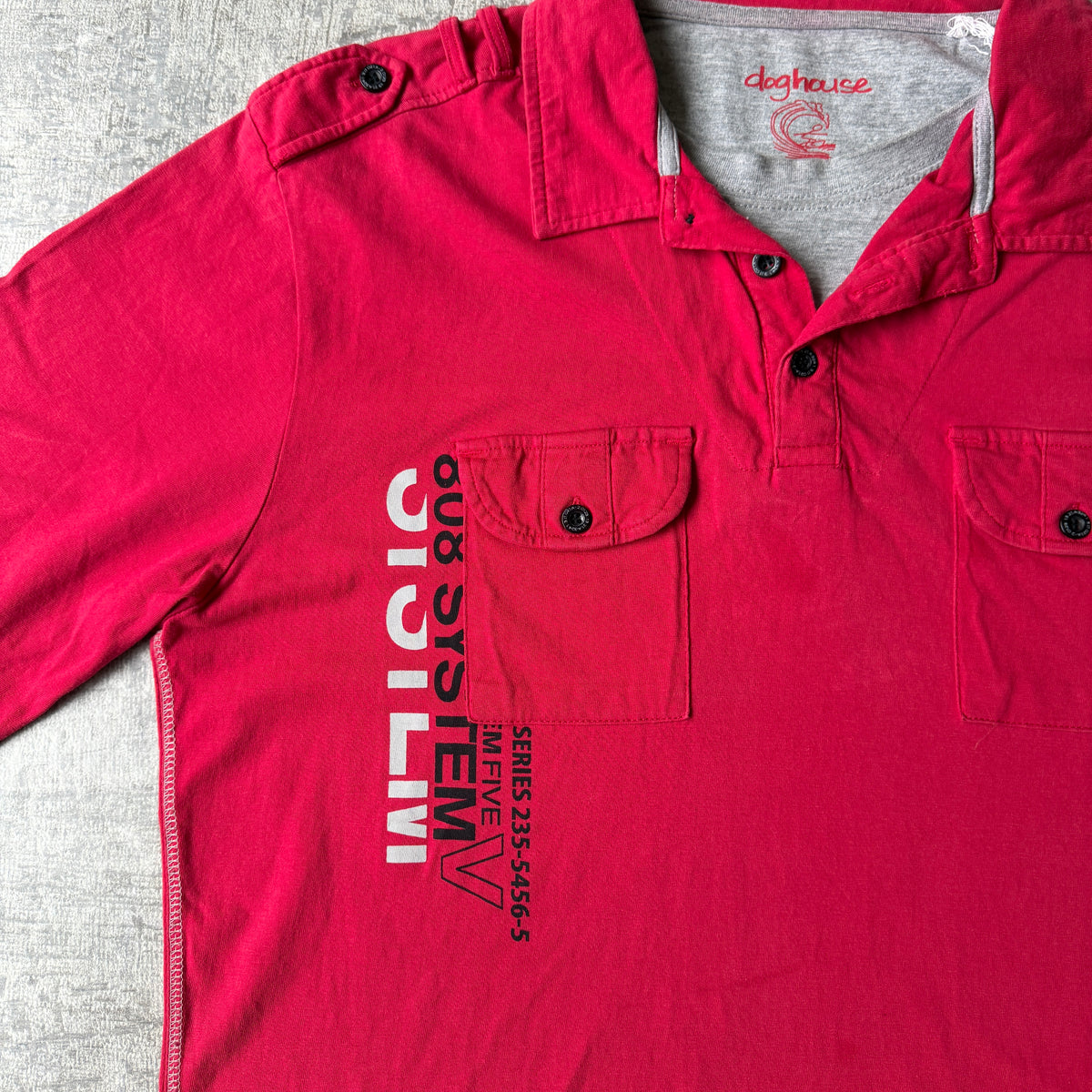 Doghouse Mens Y2K Red Polo Shirt Size S Mens Graphic Top             -E38