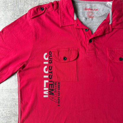Doghouse Mens Y2K Red Polo Shirt Size S Mens Graphic Top             -E38
